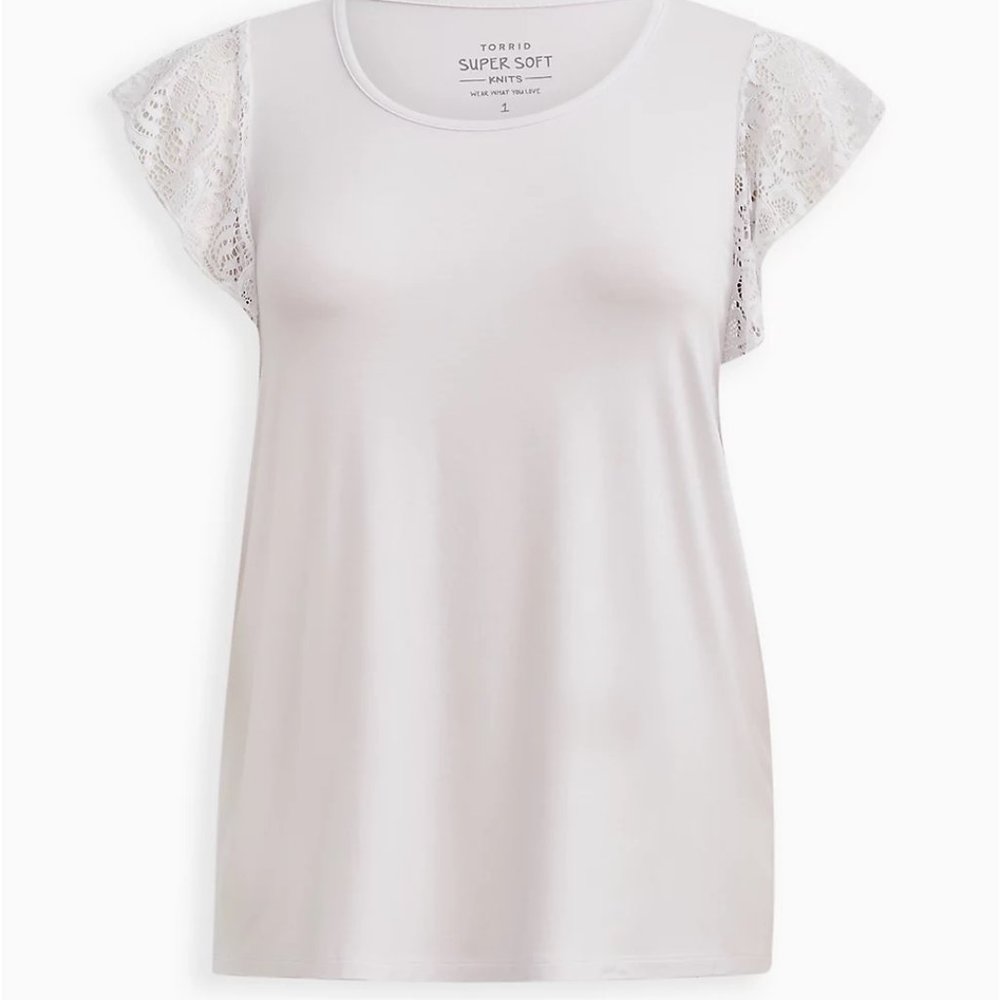 Torrid Flutter Sleeve Top White